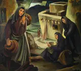 Philip Latimer Dike, Women of the Pueblo, oil on canvas affixed to board