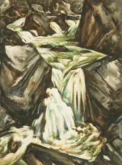 Howard Cook, Waterfall, watercolor on paperboard