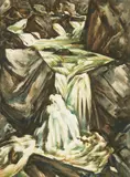 Howard Cook, Waterfall, watercolor on paperboard