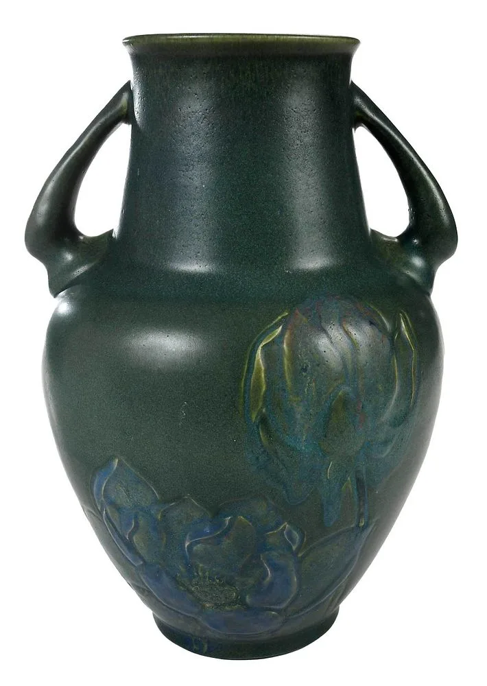 Charles S. Todd, Rookwood Art Pottery Vase, covered in a sea green and blue matte glaze