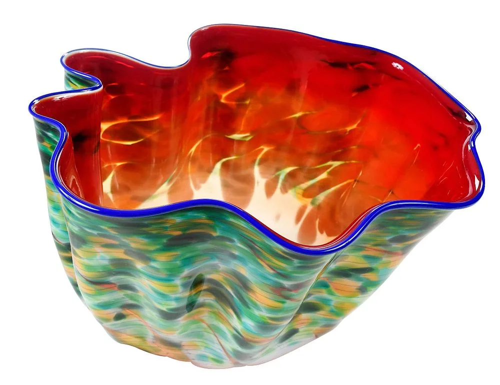 Untitled by Dale Chihuly, 1987, inscribed and signed on bottom "For Dennis/Thanks/Chihuly/Spruce Pine/1987", sold Nov 2021