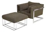Milo Baughman, or Style Upholstered Armchair and Ottoman