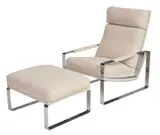 Milo Baughman, or Style Upholstered Armchair and Ottoman