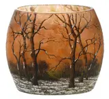 Daum Nancy, Winter Scene Glass Vase