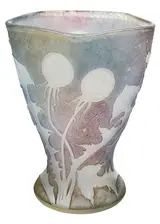 Daum Nancy, Cameo Art Glass Dandelion Vase