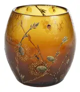 Galle, Enameled Honey Bee Motif Art Glass Vase