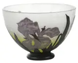 Daum Nancy, Cameo Art Glass Iris Bowl
