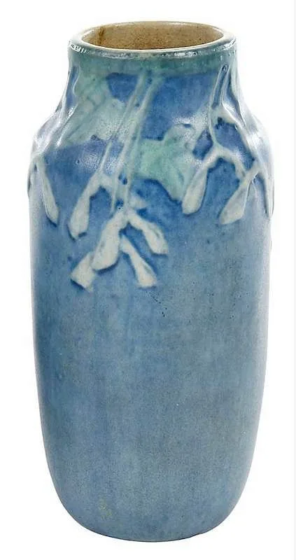 Newcomb Pottery, Henrietta Davidson Bailey Vase, matte glaze with hanging leaves and flowers