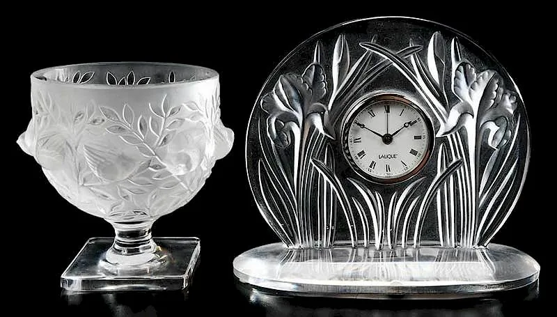 Elisabeth Vase, Iris Pendule Clock by Lalique, sold Sep 2019