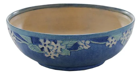 Newcomb Pottery, Jasmine Bowl, circa 1923, blue/green with matte finish