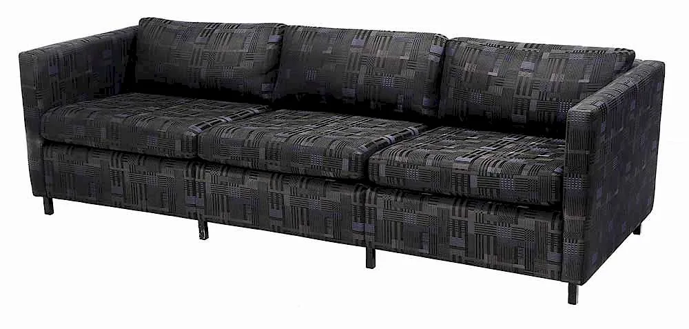Designed Upholstered by Florence Knoll, blue and purple upholstery, sold Mar 2017