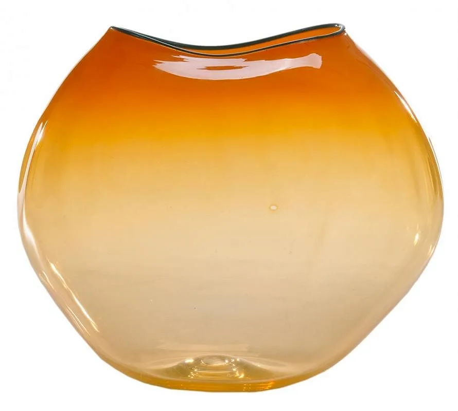 Untitled by Dale Chihuly, glass in translucent orange to almost clear with teal lip wrap, sold Sep 2016