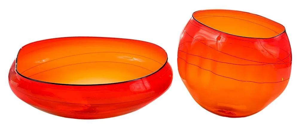Untitled by Dale Chihuly, glass in translucent red with black lip wrap, sold Sep 2016
