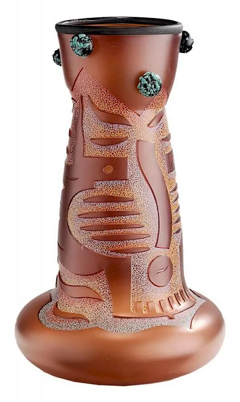 Dan Dailey, Untitled, 1992, monumental glass vessel with knobs at top of neck with applied turquoise glass