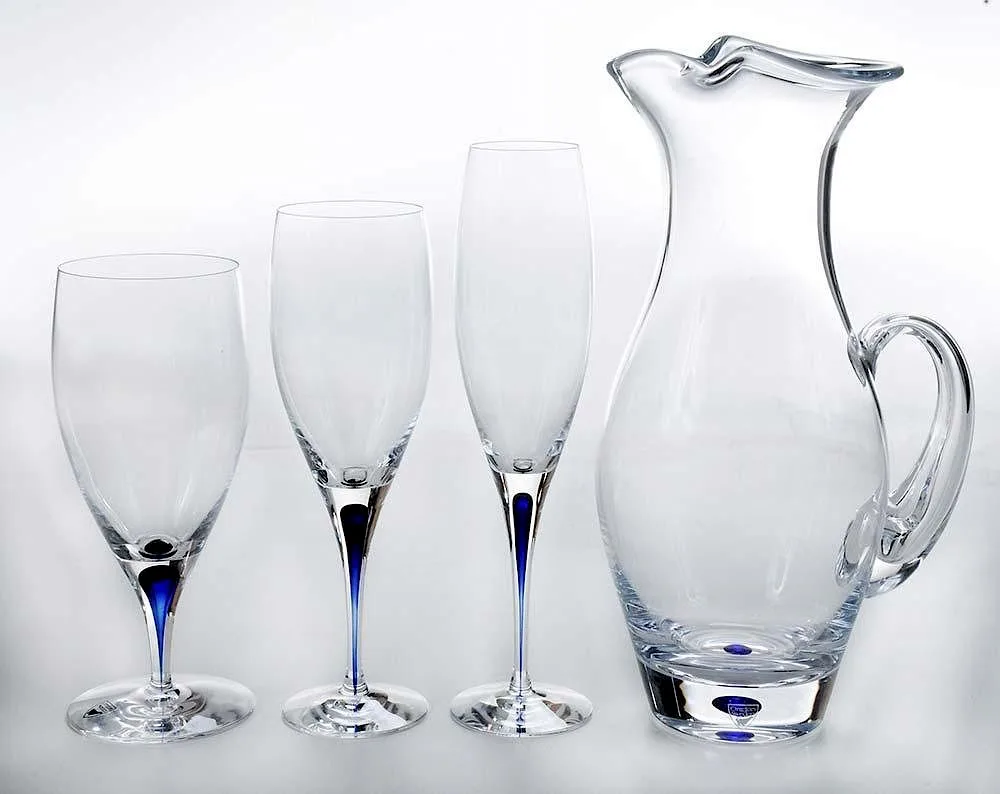 Blue Intermezzo Stemware and Barware Service for Twelve (99 pieces) by Orrefors, sold Apr 2016
