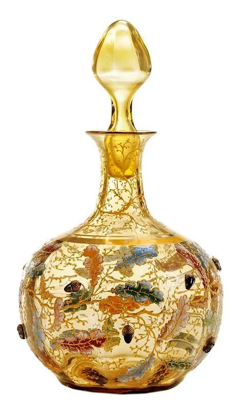 Amber Optic Glass and Enameled by Mary Moser, glass suggests the color of autumn sunshine, sold Jul 2015