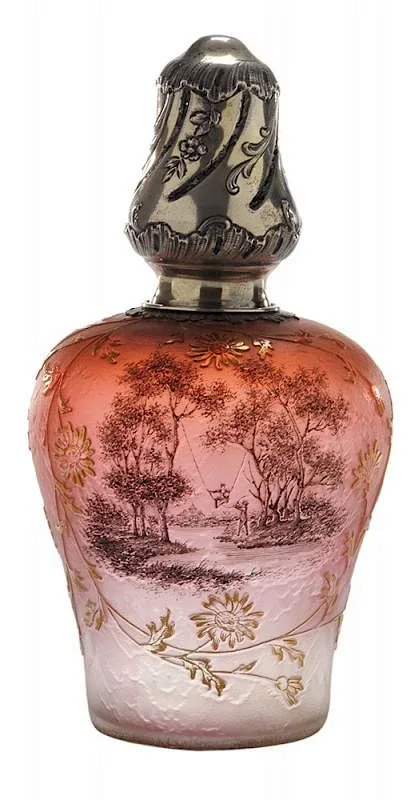 Cameo Brûle Parfum by Daum Nancy, circa 1900, rose lavender iridescent glass, sold Jul 2015