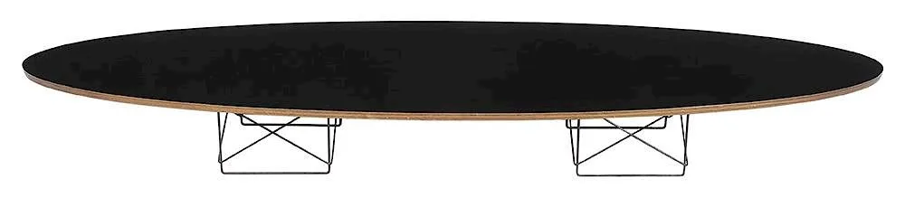 Charles and Ray Eames, Designed, circa 1950s, enameled or black-lacquered top over laminate core on two wirework stands
