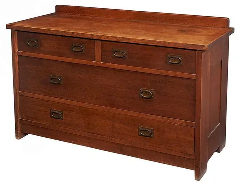 Gustav Stickley, Arts and Crafts Oak, original copper pulls