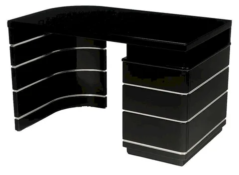 Paul Frankl, Design for Machine Age, Black Lacquer and Chrome Desk American