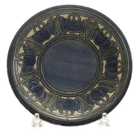 Newcomb College, Blue and Green, minor edge wear and glaze losses (possibly from hanging mount)