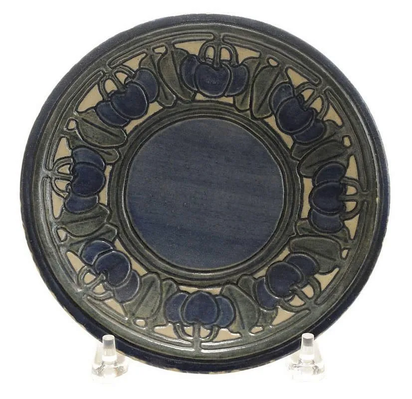Blue and Green by Newcomb College, minor edge wear and glaze losses (possibly from hanging mount), sold Sep 2014