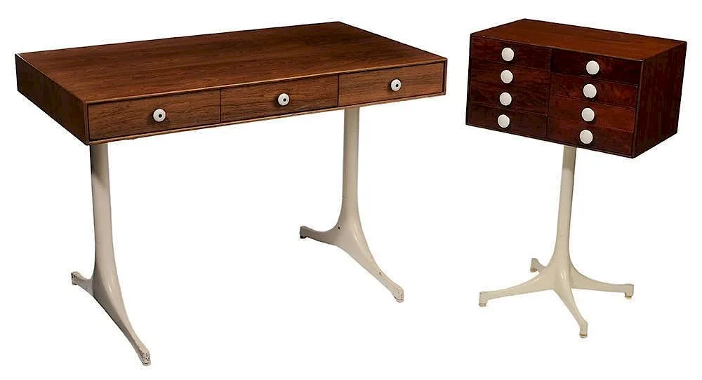 /Herman Miller by George Nelson, table with birch and walnut veneers, offered May 2014