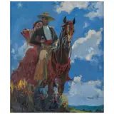 José Luis Bardasano Baos, Pareja a caballo, Óleo sobre tela