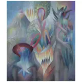 Diego Guzmán, Jardín misterioso, Óleo sobre tel
