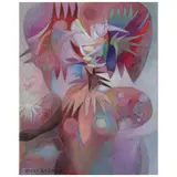 Diego Guzmán, Mujer camouflage, Óleo sobre tela