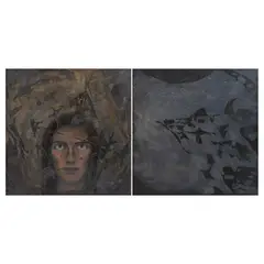 Adolfo Best Maugard, Untitled, Óleo sobre masonite, díptico
