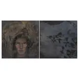 Adolfo Best Maugard, Untitled, Óleo sobre masonite, díptico