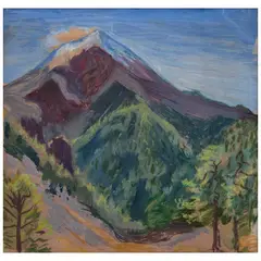 Popocatépetl by Gerardo Murillo "dr. Atl", Óleo sobre papel, sold Nov 2024