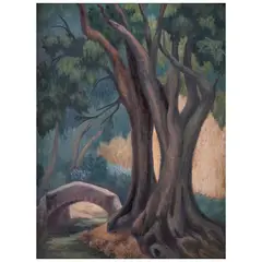 José Chávez Morado, El puente, 1956, Óleo sobre tela sobre masonite