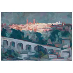 Alfredo Zalce, Acueducto, 1977, Óleo sobre masonite