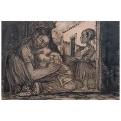 Roberto Montenegro, Maternidad, 1948, Tinta sobre papel