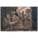 Roberto Montenegro, Maternidad, 1948, Tinta sobre papel