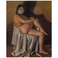 Daniel Lezama, Mujer pisando un libro, 2004, Óleo sobre masonite
