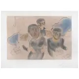 Jose Luis Cuevas, La familia del marino, de la serie Catalana, Grabado al aguafuerte y aguatinta 73 / 100