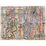 Cisco Jiménez, Violencia intrafamiliar, ca. 1998, Acrílico, tinta y collage sobre papel