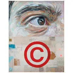 Diego Rodarte, Estudio de ojo V, Óleo y collage sobre tela