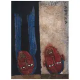 Javier Arévalo, Pareja de cabeza, Carboncillo, pastel y gouache sobre papel