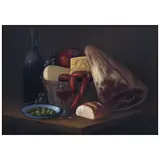 Armando Ahuatzi, Bodegón con carnes frías, Óleo sobre tela