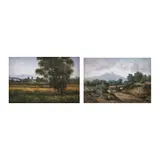 Marco Antonio Zepeda, a) Paisaje con casco de hacienda, Óleo sobre tela