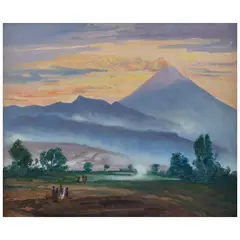 Popocatépetl al amanecer desde Ixtapaluca by Mario Almela, 1996, Óleo sobre tela, offered Sep 2024