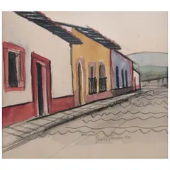 Juan O'Gormann, Untitled, 1928, Acuarela y carboncillo sobre papel