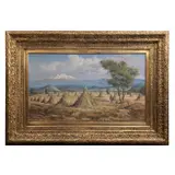 Firmado Huerta, Paisaje de volcán, Óleo sobre tela