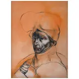 Rafael Coronel, Figura con cuello alto, 1979, Mixta sobre papel