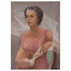 Luis Nishizawa, Retrato de Doña Alicia Aragón y Rodríguez, Óleo sobre tela sobre masonite
