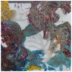 Dan Rees, Untitled #3, 2016, Óleo, grava y papel sobre tela